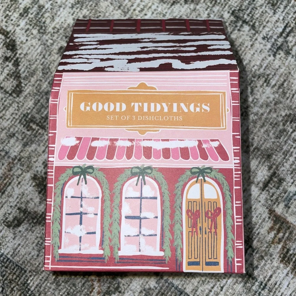 NWT Anthropologie Christmas Good Tidyings Dish Cloth Towel Set of 3